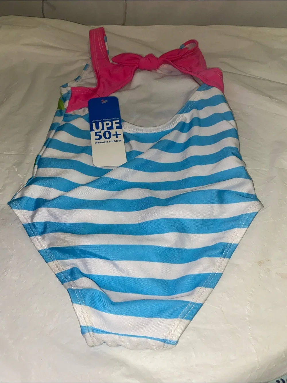 Blue & White Stripe Kids One-Piece Swimsuit